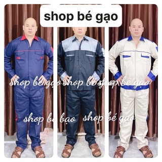 Quần Áo Bảo Hộ Lao Động , Bộ Bảo Hộ Lao Động Phối Màu Vải Kaki Dày Cao Cấp Nhiều Mẫu