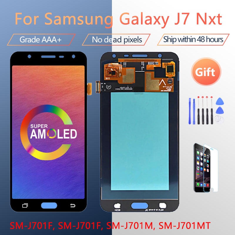 Super AMOLED Cho Samsung Galaxy J7 nxt J701F J701M Màn Hình LCD Màn Hình Bộ Số Hóa Cảm Ứng Cho j701 