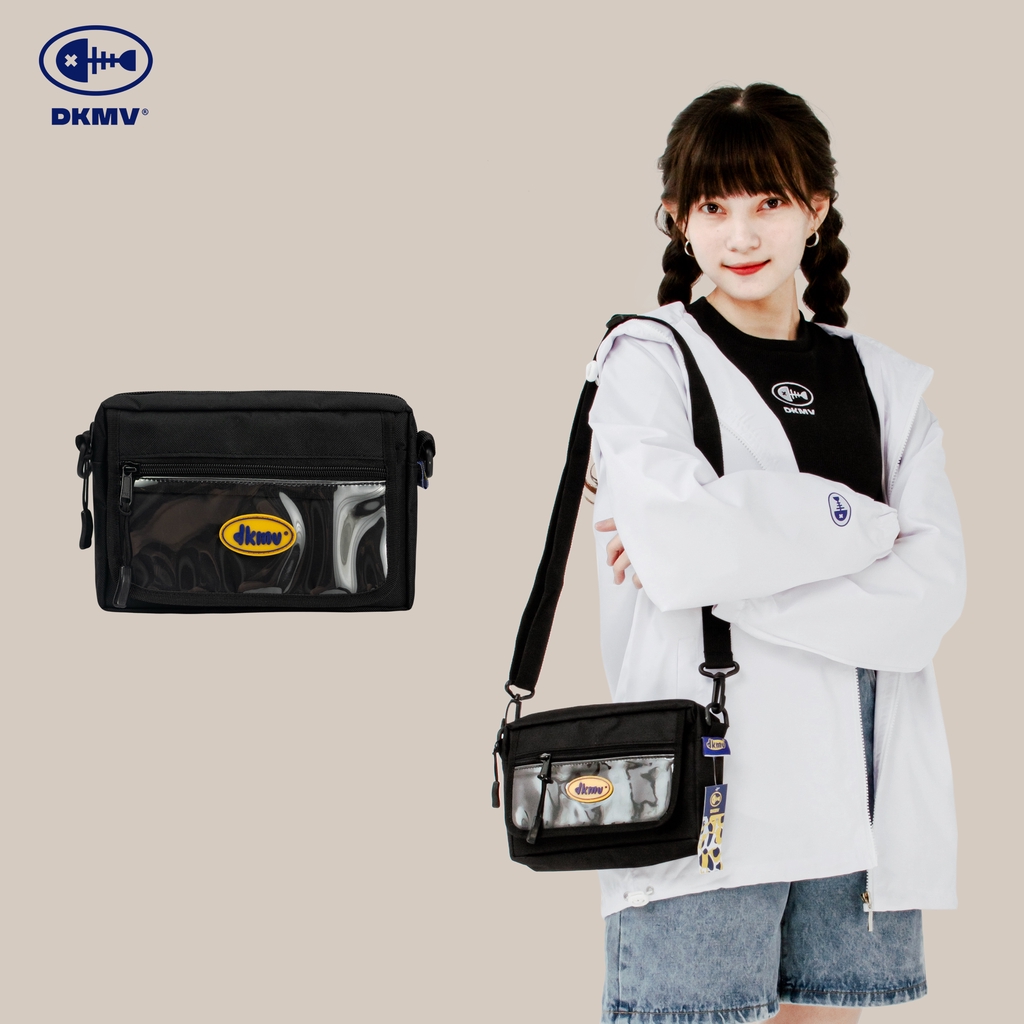 [Hình thật/Có sẵn] Túi đeo chéo canvas màu đen phối nhựa trong | DKMV Black BS Logo Bag | BigBuy360 - bigbuy360.vn