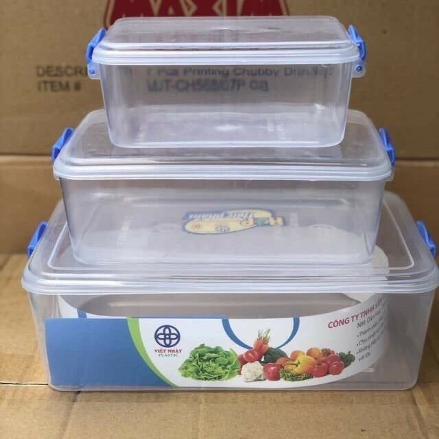 Bộ 3 Hộp Nhựa Đựng Thực Phẩm Chữ Nhật, Hộp Đựng Thức Ăn Để Tủ Lạnh Hình Chữ Nhật Mã 6695