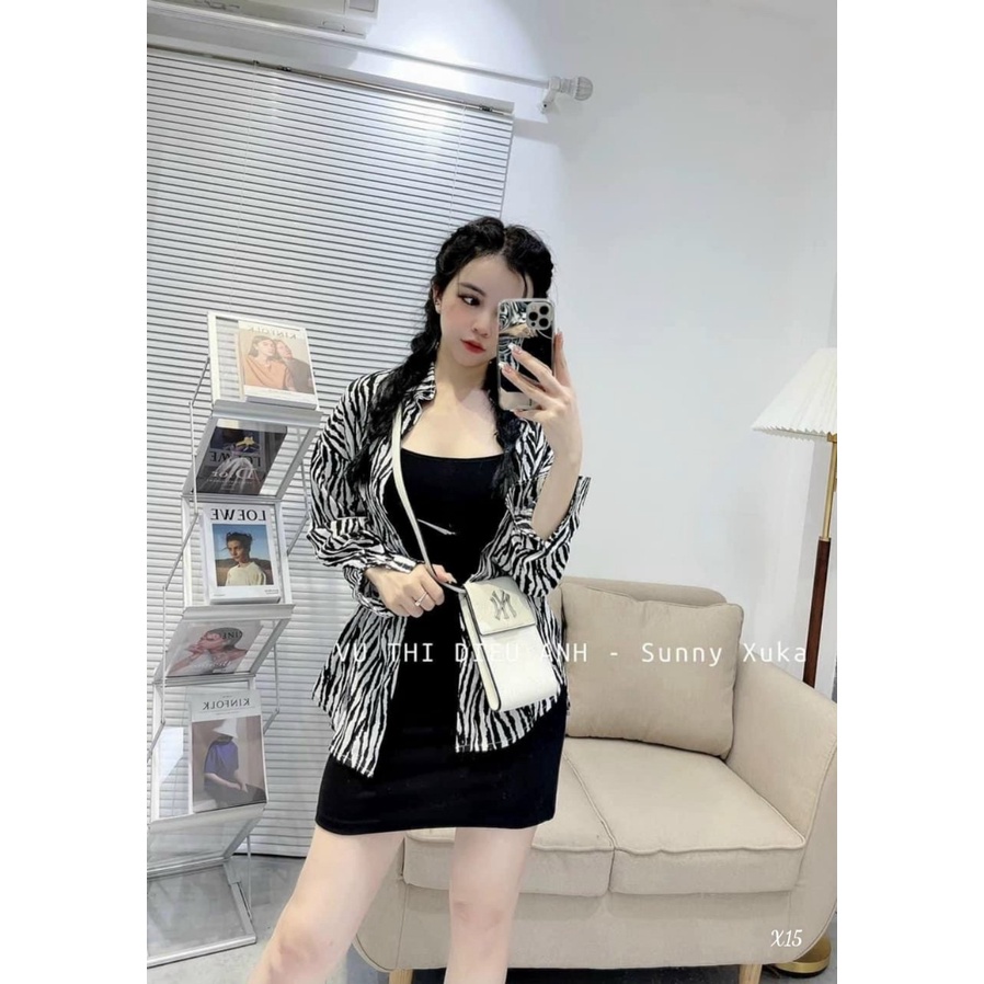 [Set đầm] Set đầm siêu cute với đầm bodycon 2 dây sexy tôn dáng kèm áo khoác kiểu nữ cá tính chất lụa, đầm thun gân