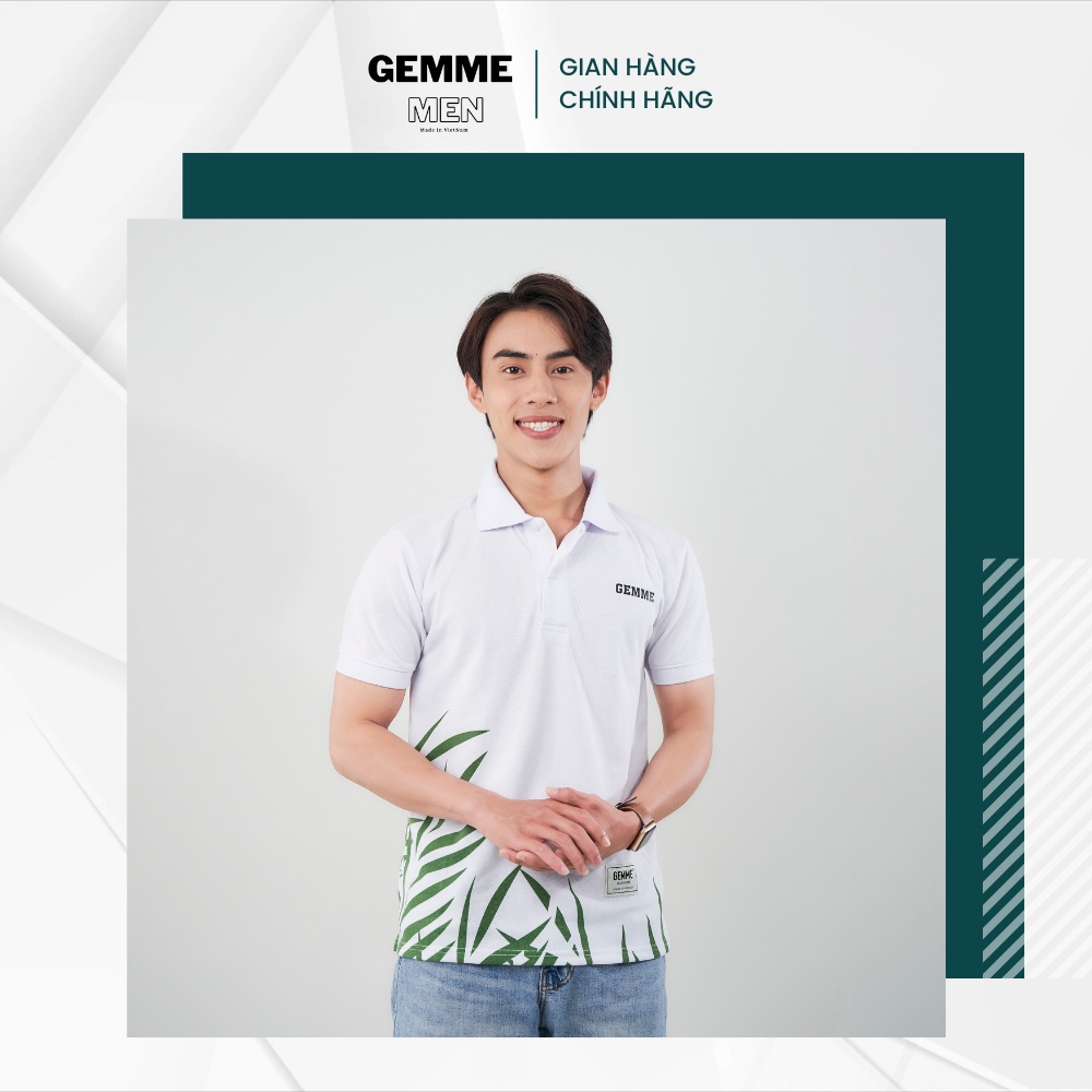 Áo thun polo big size GEMME MEN mẫu lá chuẩn form, trẻ trung, thanh lịch, đủ màu, Big Size 55 - 130kg