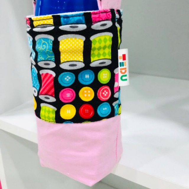 Đồ chơi vải TEDU - Túi vải màu hồng đựng bình nước 350ml (không kèm bình)