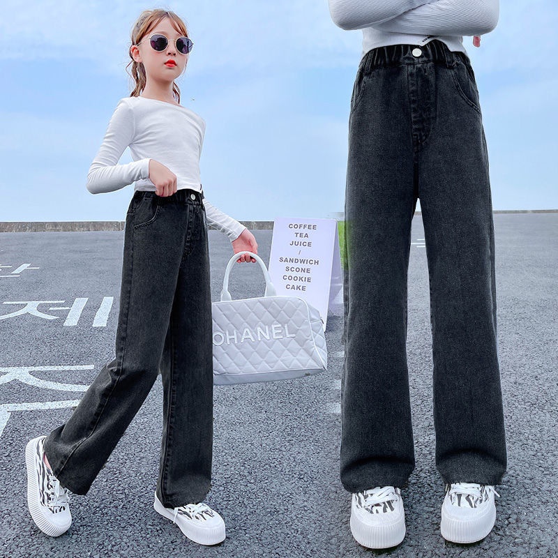 Quần jeans Dài Ống Rộng Phong Cách Thời Trang Xuân Thu Mới Dành Cho Nữ