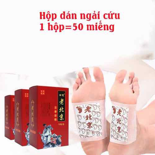 Hộp 50 Miếng Dán Thải Độc Chân Ngải Cứu, Thải Độc Tố Qua Gan Bàn Chân Xoa Dịu Cơn Đau Nhức Xương Khớp, Giúp Ngủ Ngon
