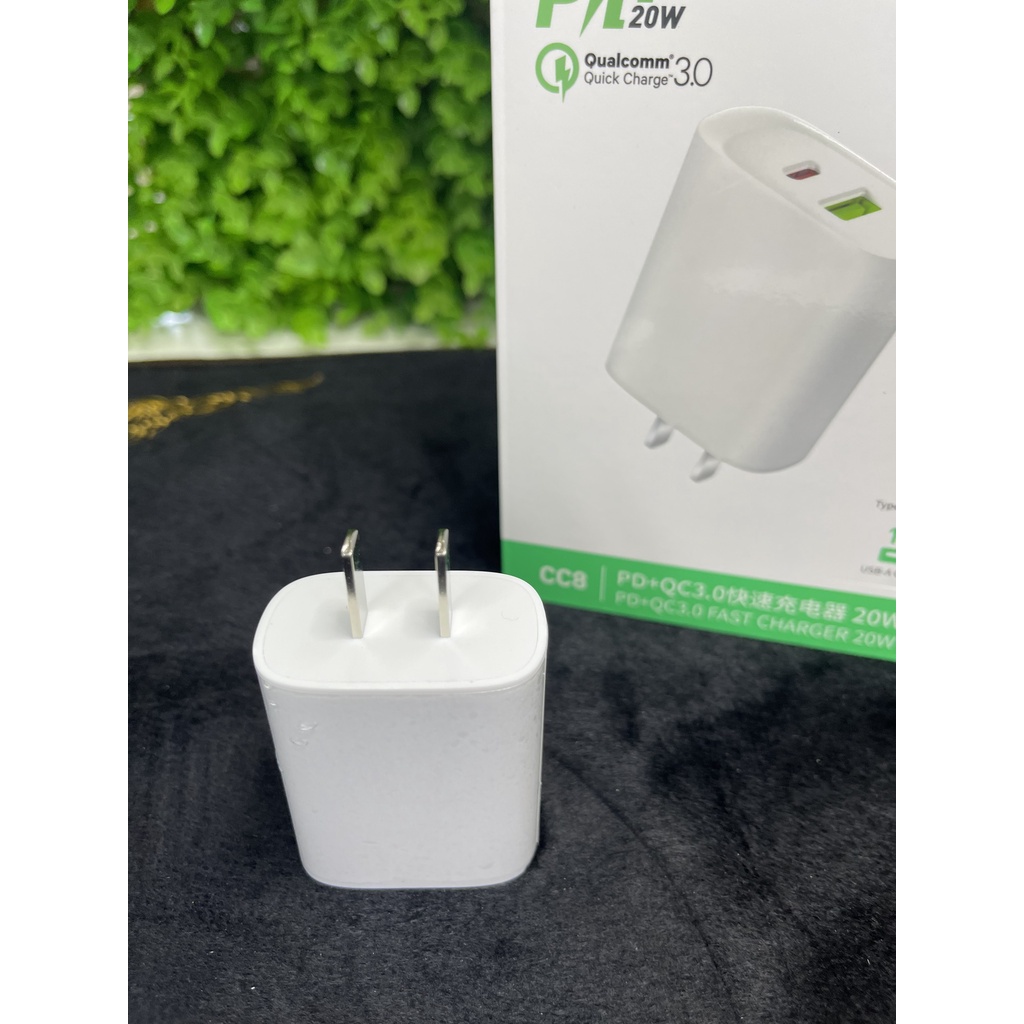 Củ Sạc Nhanh Hoco CC8 Type C To Lightning dành cho Iphone/ Ipad- 1 cổng usb+ 1 cổng type c QC3.0 20W.