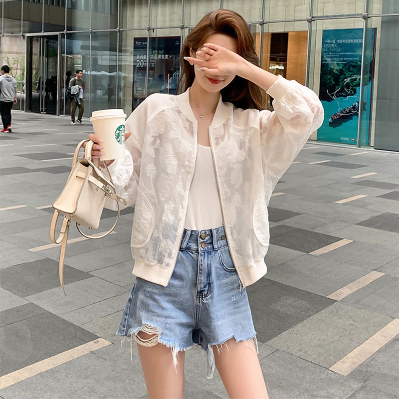 Áo Khoác Lưới Mỏng Nhẹ Thoáng Khí Chống Nắng Màu Trắng Thời Trang Mùa Hè Cho Nữ