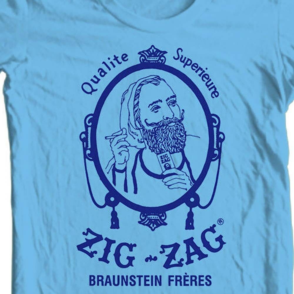 [Mã FACBGO245 giảm 10K đơn bất kì] ZZH Zig Zag Blue T-Shirt Retro Vintage 70S Hippie Graphic Printed 100% Cotton Tee