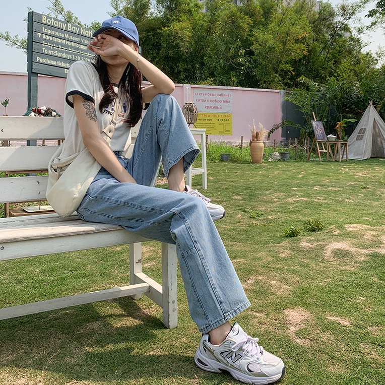 Quần jeans Nữ Ống Rộng Lưng Cao Thời Trang Mùa Hè Size xs-2xl