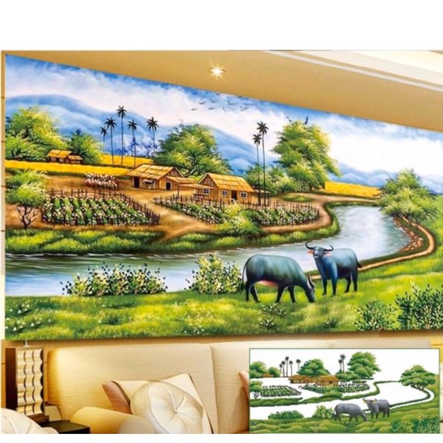 Tranh đính đá Phong cảnh đồng quê y8095