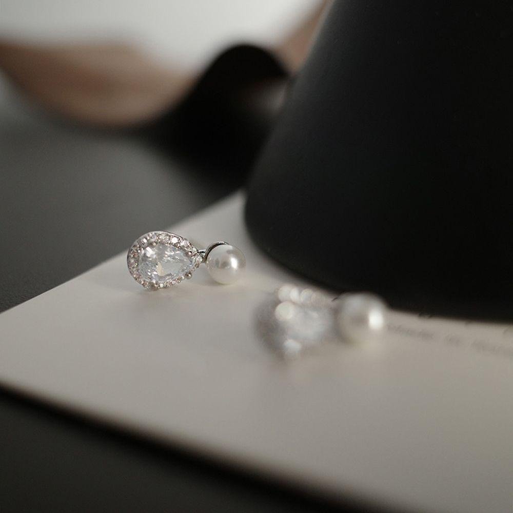 Bông Tai Hình Giọt Nước Đính Đá Zircon Phong Cách Hàn Quốc Thời Trang Cho Nữ