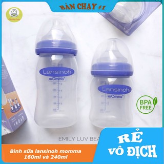 [CHÍNH HÃNG] Bình sữa Lansinoh đủ size hỗ chợ chọn núm như ý 160ml-240ml - núm ti bình lansinoh