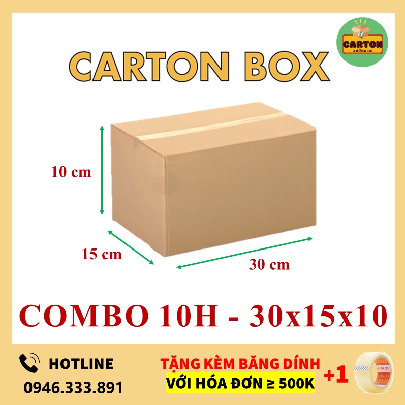 [SỈ/LẺ] (30x15x10) COMBO 10 Hộp Carton Giá Rẻ, Thùng Carton Đóng Hàng chỉ từ 599đ/h