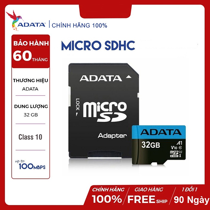 Thẻ nhớ MicroSDHC ADATA 32Gb upto 100MBs Chính hãng | YooSee 32G Class 10 | DSS 32GB Chính hãng