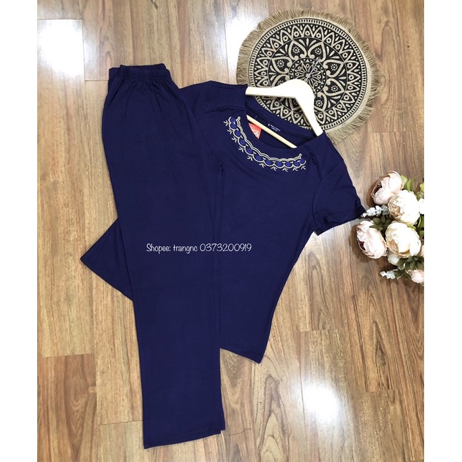 Bộ mặc nhà cho mẹ thun cotton - Đồ trung niên quần dài đẹp loại 1 cho người già người lớn tuổi