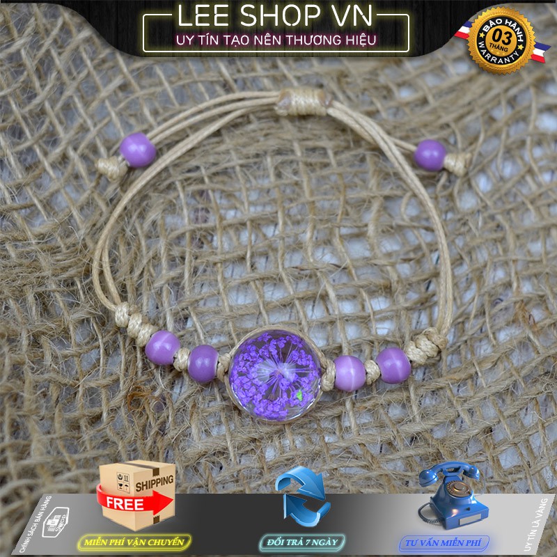 Vòng Đeo Tay Trang Sức Mặt Cầu Trong Suốt Hoa Cỏ Lá (Thật) Ấn Tượng Cho Phái Đẹp | Lee Shop VN