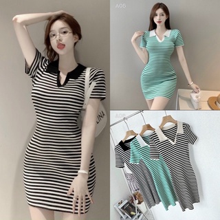 Đầm body len sọc