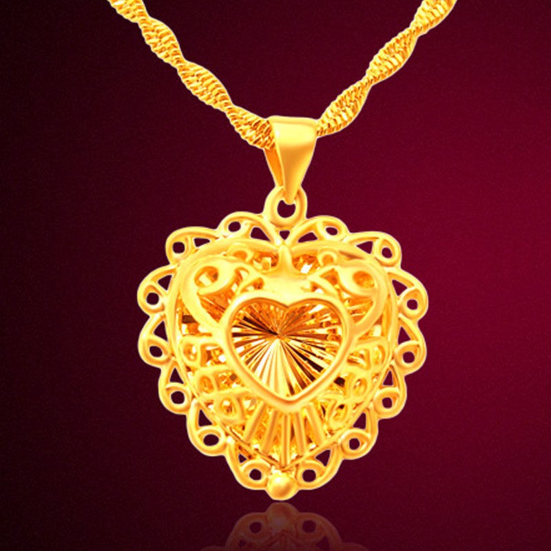 [đẹp mắt】 Gửi nhẫn dây chuyền vàng cát Việt Nam yêu nữ mặt trái tim trang sức tặng mẹ kỷ niệm ngày cướiS