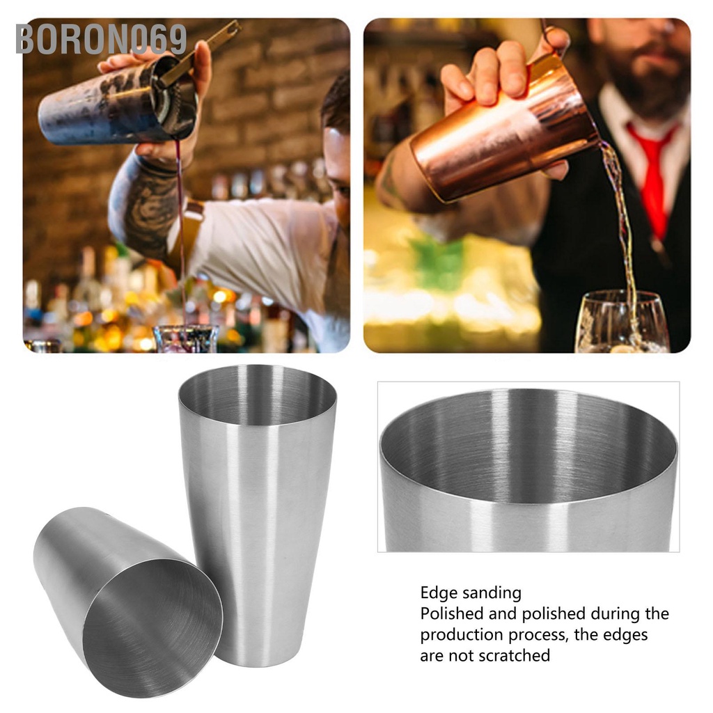 Boron069 Cocktail Shaker Cup Kit Bartender bằng thép không gỉ Lắc Tins Dụng cụ pha chế cho quầy bar