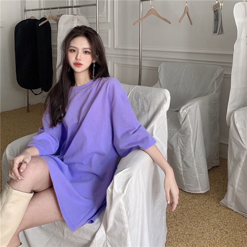 Áo Thun Cotton Tay Ngắn Dáng Thụng Thời Trang Mùa Hè Màu Sắc Ngọt Ngào phong cách Hàn Quốc Chất Đẹp Loại 1
