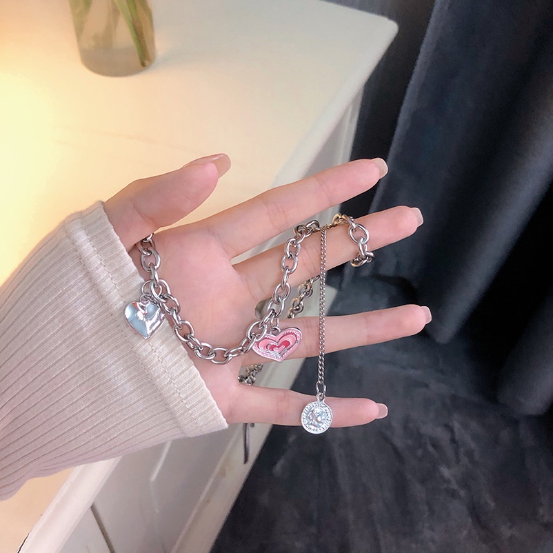 Vòng Cổ Choker Mặt Trái Tim Hồng Thời Trang Cho Nữ