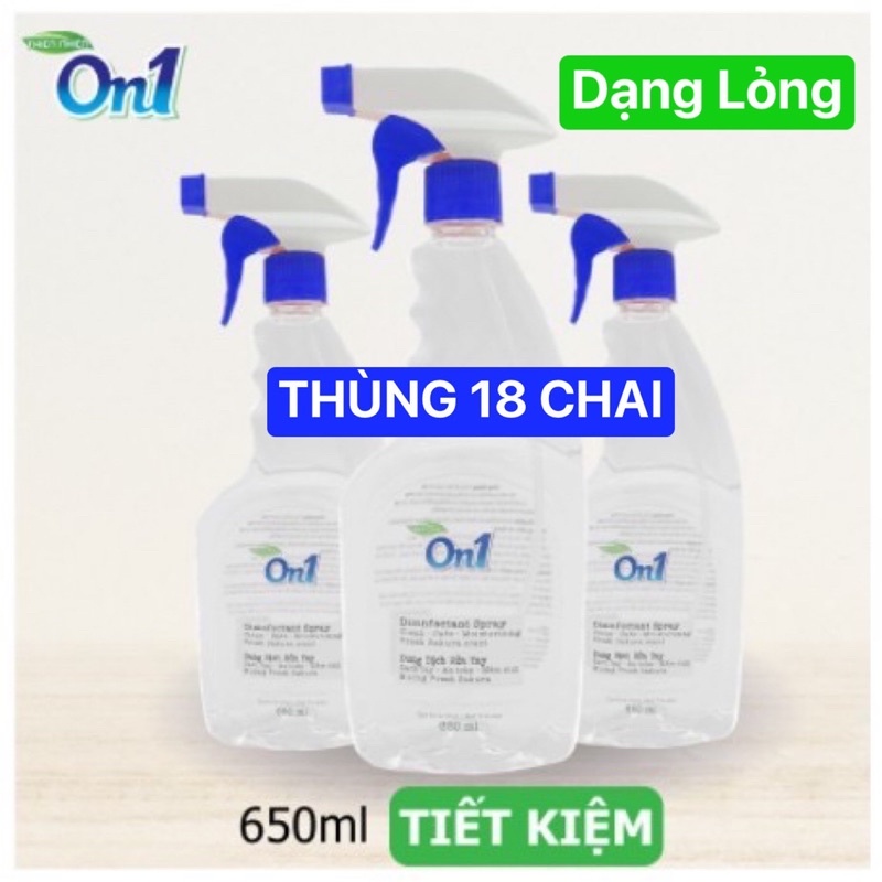 [[Giao Hoả Tốc] Thùng 18 chai Dung dịch xịt khuẩn rửa tay khô On1 650ml hương Fresh Sakura