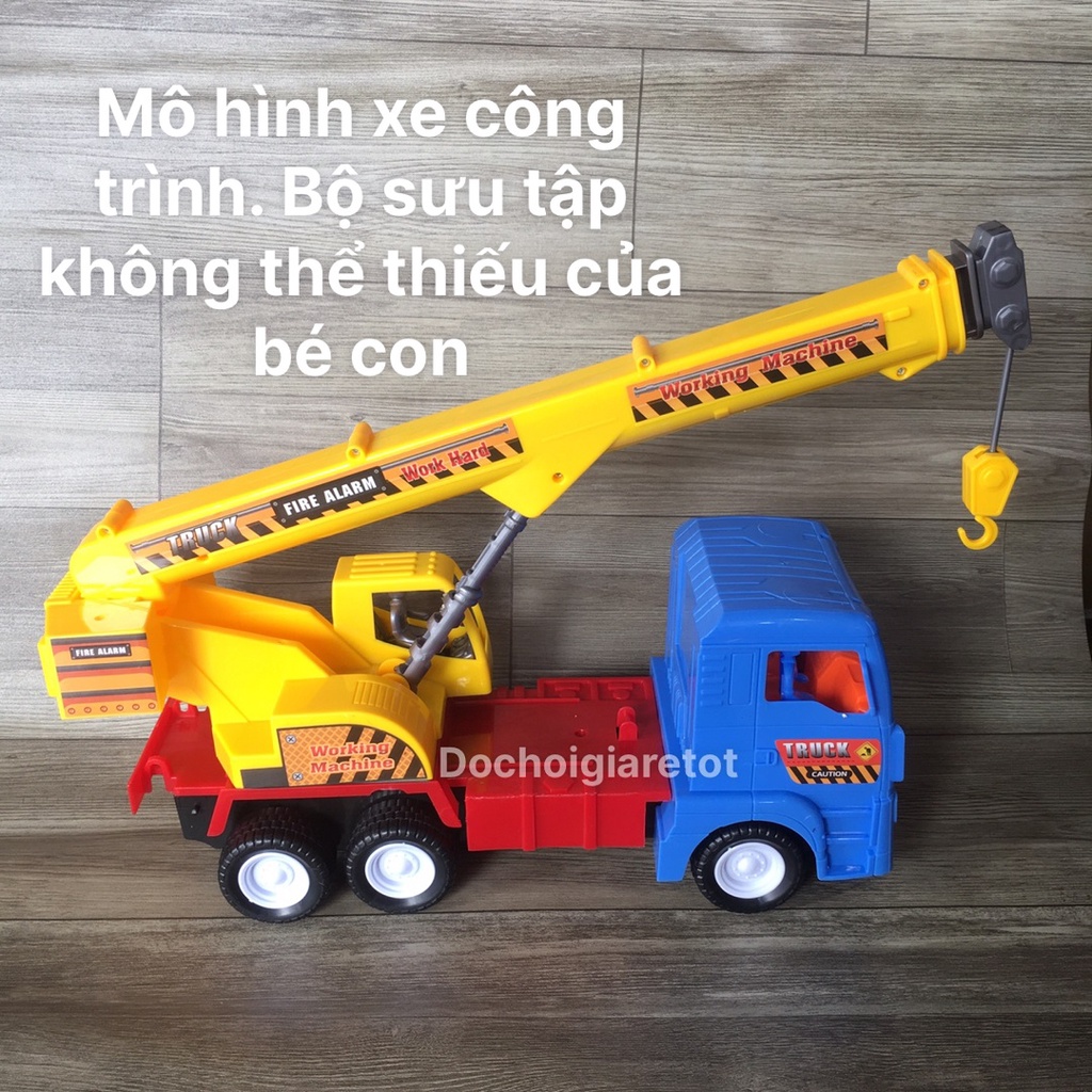 Đồ Chơi Xe Máy Xúc Móc Cẩu Công Trình Cho Bé Loại Trung Có Trớn 40cm