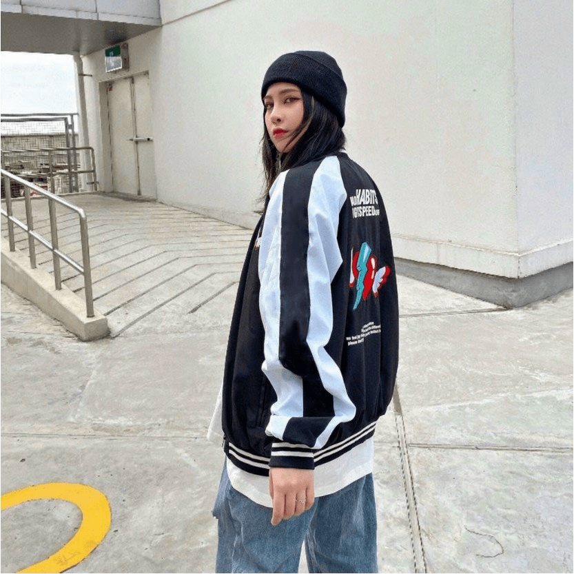 ÁO KHOÁC DÙ NAM UNISEX, ÁO KHOÁC GIÓ BOMBER THÊU TIM CÓ DÂY KHOÁ KÉO TIỆN LỢI M76 [NewUnisex]