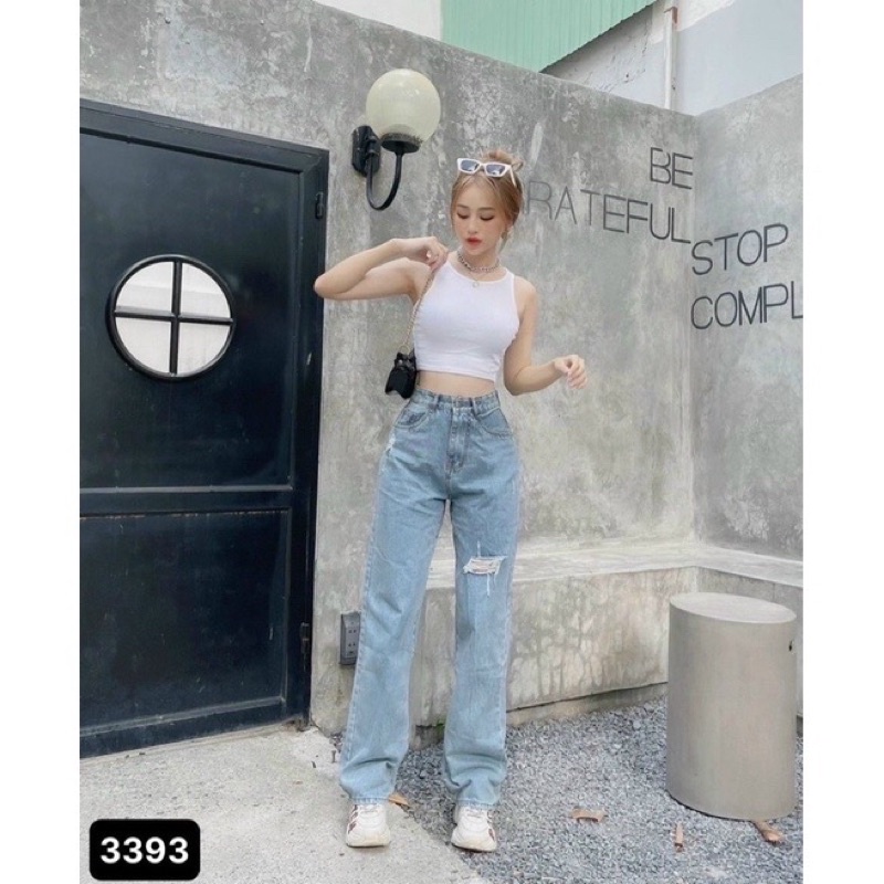 Quần baggy jean dáng dài ống rộng siêu cá tính, năng động
