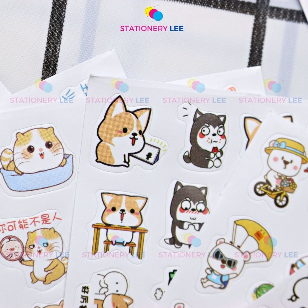 Sticker cute hộp 12 tờ dán laptop, hình dán mũ bảo hiểm chống nước, điện thoại, vali