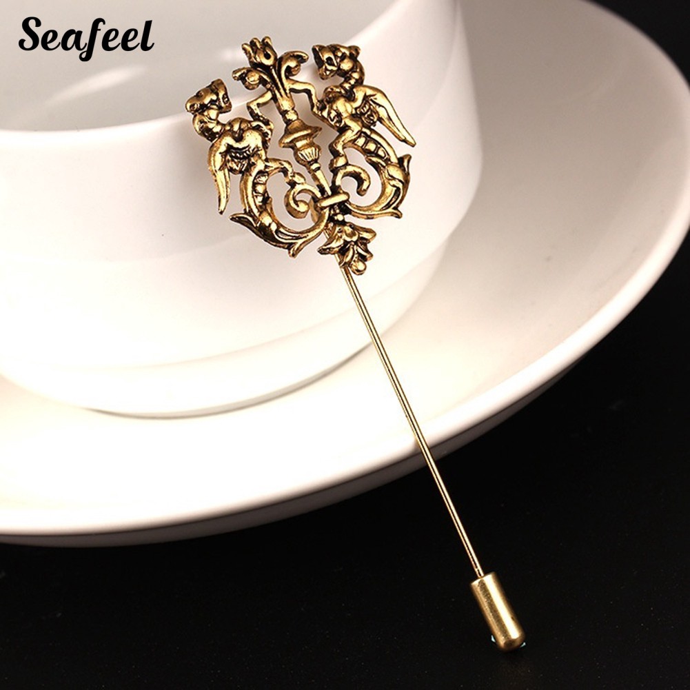 SF ✥Vintage Men Hollow Double Lion Brooch Pin Lapel Clip Party Jewelry Gift