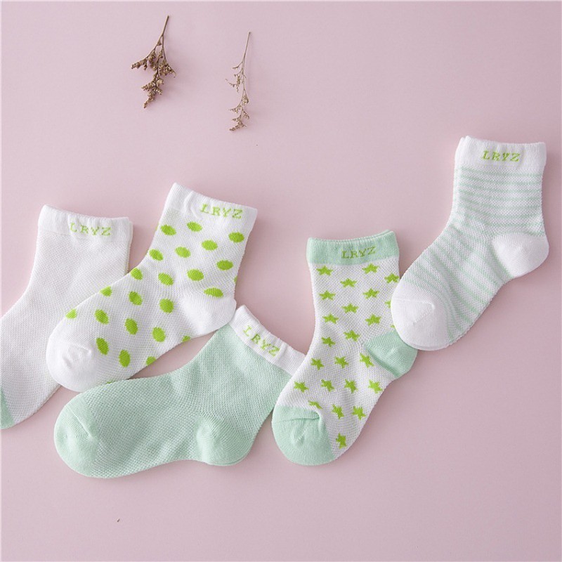 Set 5 Đôi Tất Cotton Chống Trượt Cho Bé