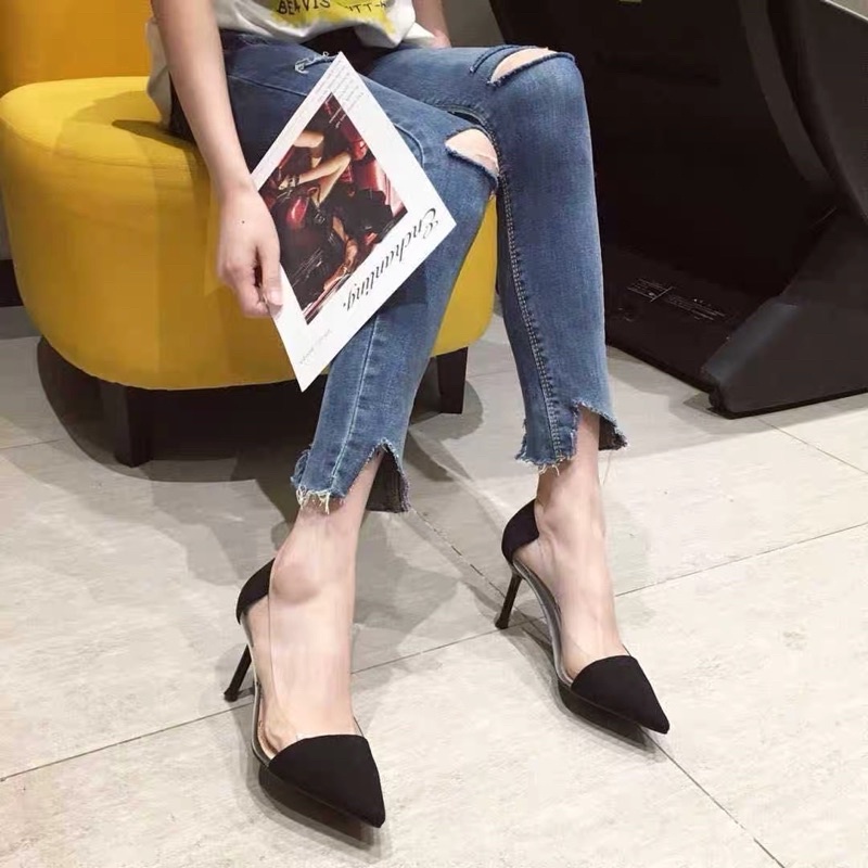 Giày cao gót viền trong mũi nhọn 7 phân