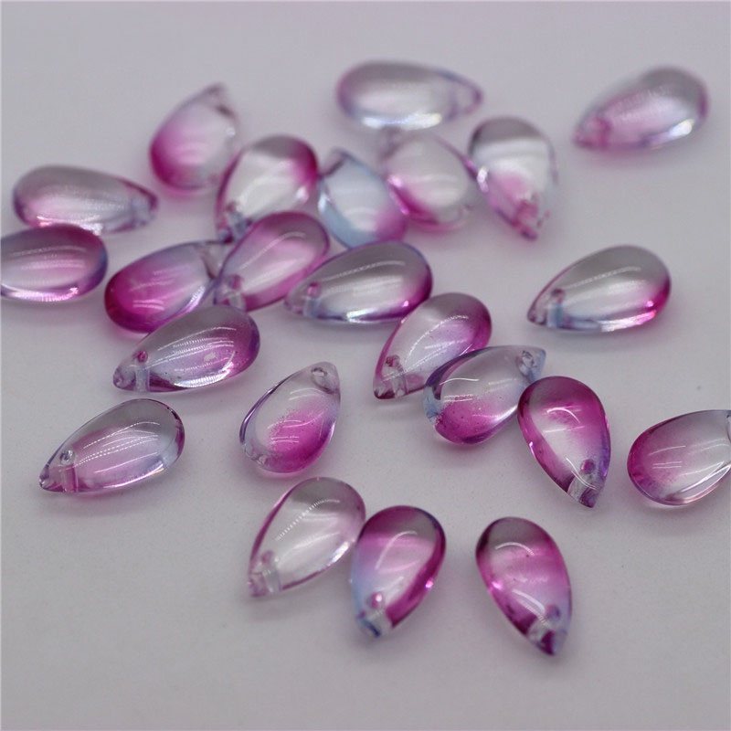 Set 50 hạt xỏ hình giọt nước bằng thủy tinh kích thước 7x14mm dùng làm trang sức thủ công