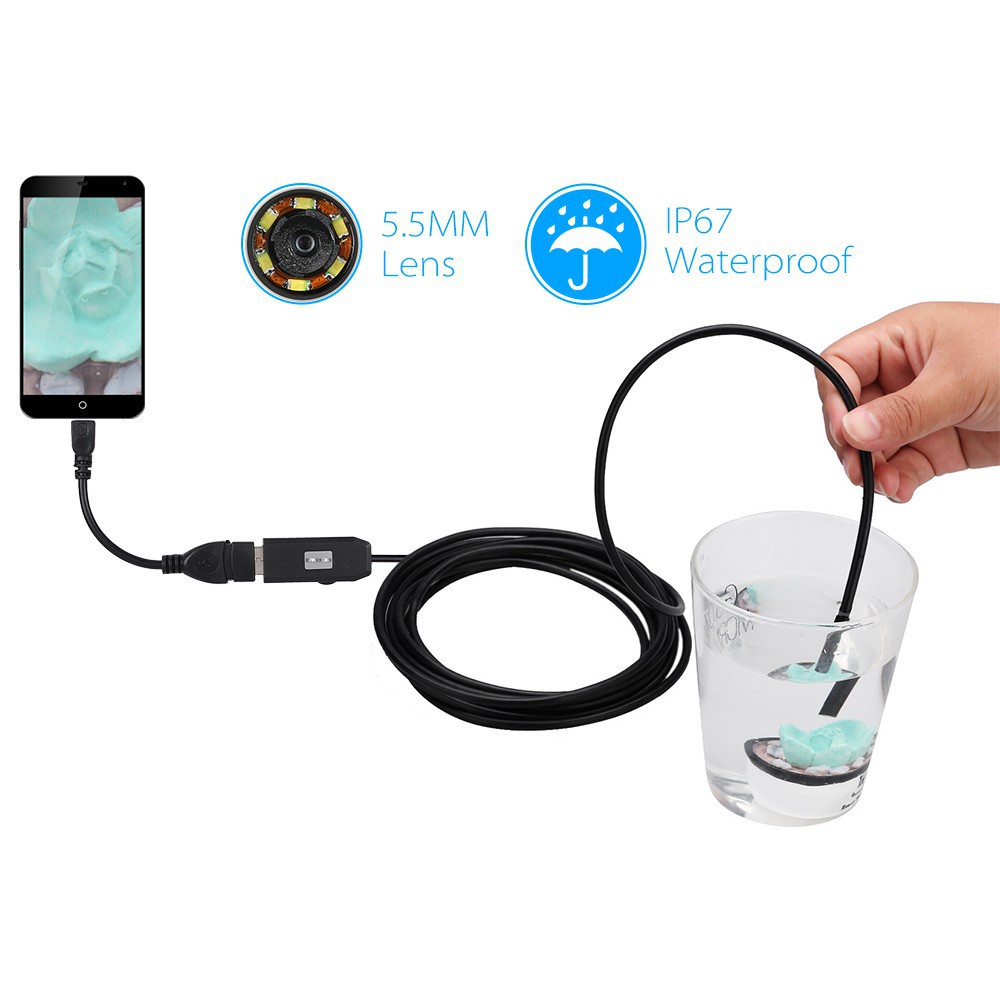 Camera nội soi endoscope chống nước IP67 5.5mm cho Android Camera nội soi cơ thể kiểm tra bên trong đường ống máy móc