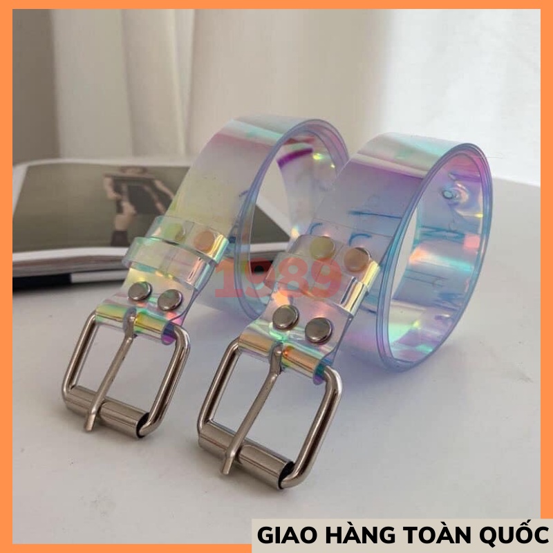 Dây thắt lưng nam nữ unisex phản quang 7 màu- dây nịt nam nữ mặt vuông phong cách hàn quốc MAY_1989_2