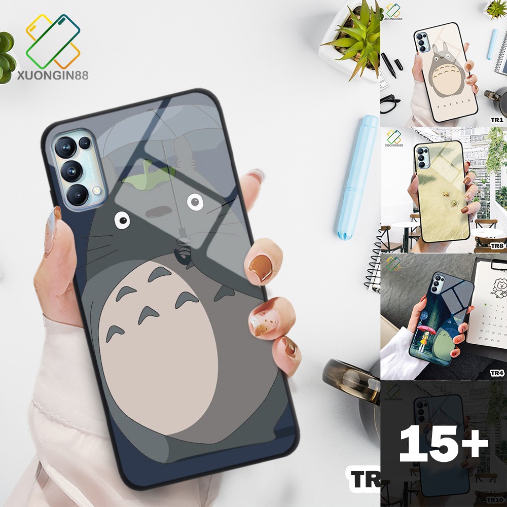 Ốp lưng kính OPPO RENO 5 in 3D TOTORO ngộ nghĩnh