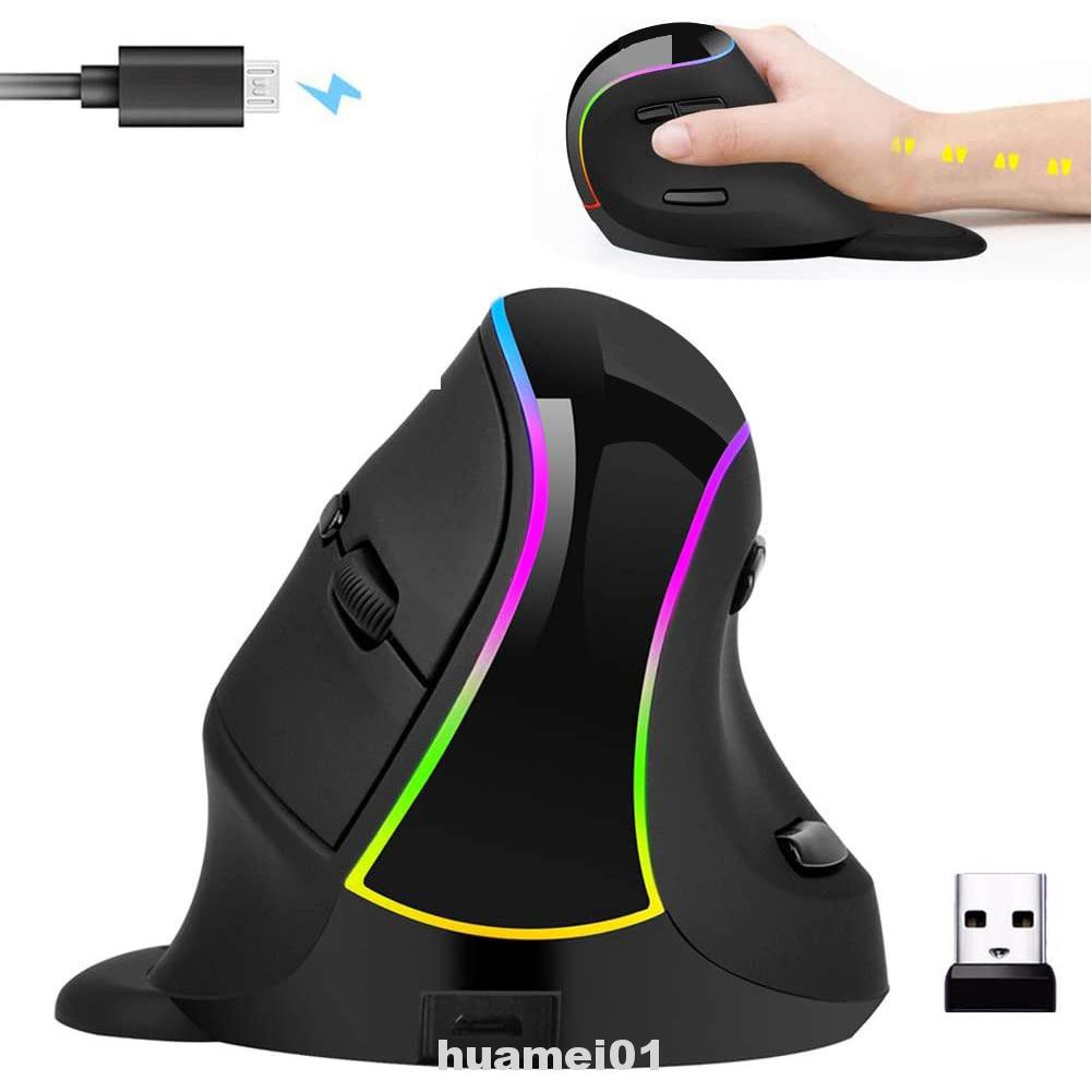 Rechargeable Vertical Wireless Mouse Silent Fashion Home Office With USB Receiver 4 Adjustable DPI For Mac