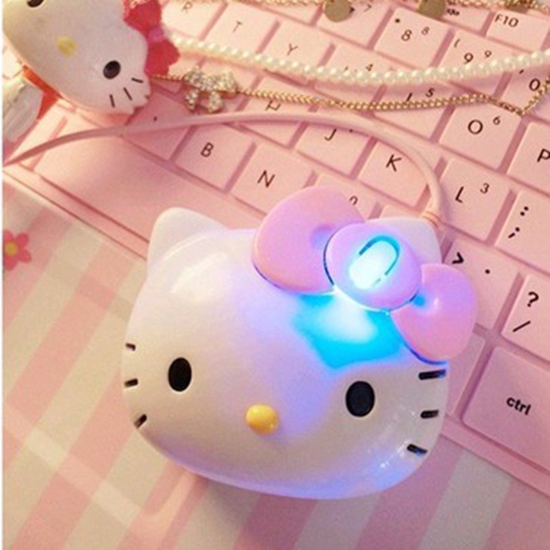 Chuột Quang Có Dây Hình Mèo Hello Kitty Dành Cho Pc Laptop
