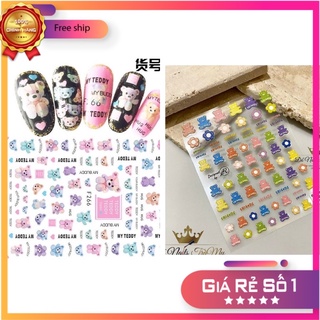 Sticker gấu dán móng, hình dán móng tay mẫu mới