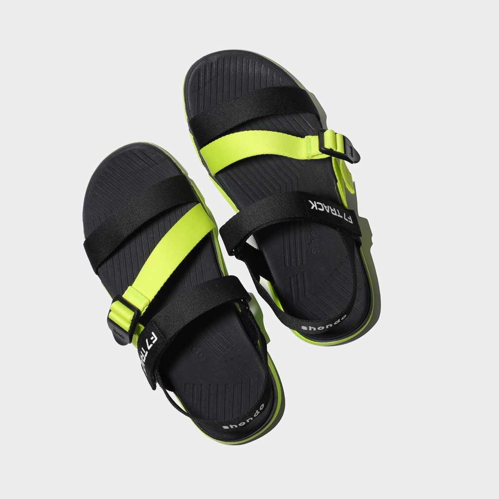 Giày Sandals Nam Nữ Shondo F7 Track Đen Đế Xanh Dạ F7T4010