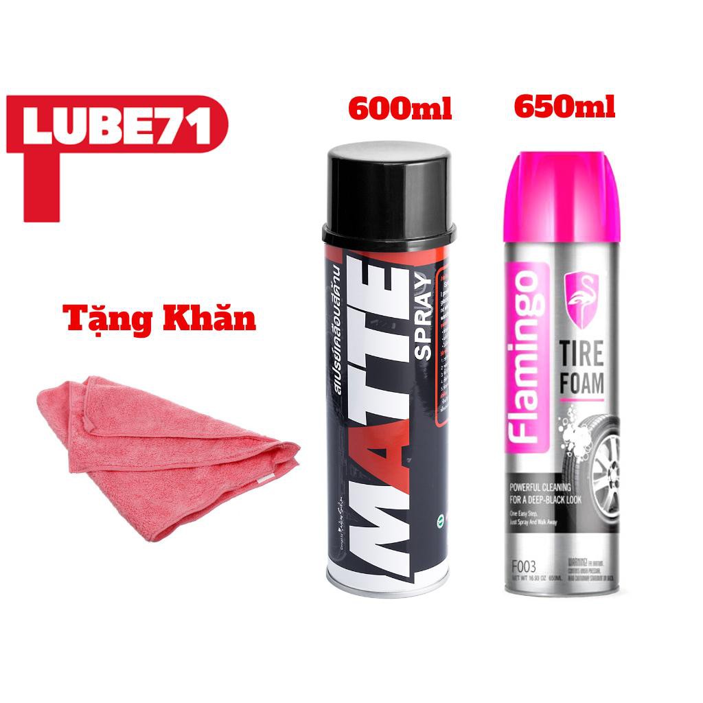 Bộ Làm Đậm Màu Sơn Sạch Lốp Nhựa Nhám Lube71 Matte Flamingo TIRE Kèm Khăn