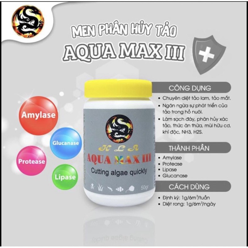 [Chính Hãng] Men diệt tảo hồ cá AQUA MAX 3 - Thuốc diệt tảo, rong rêu hồ cá Giá Tốt
