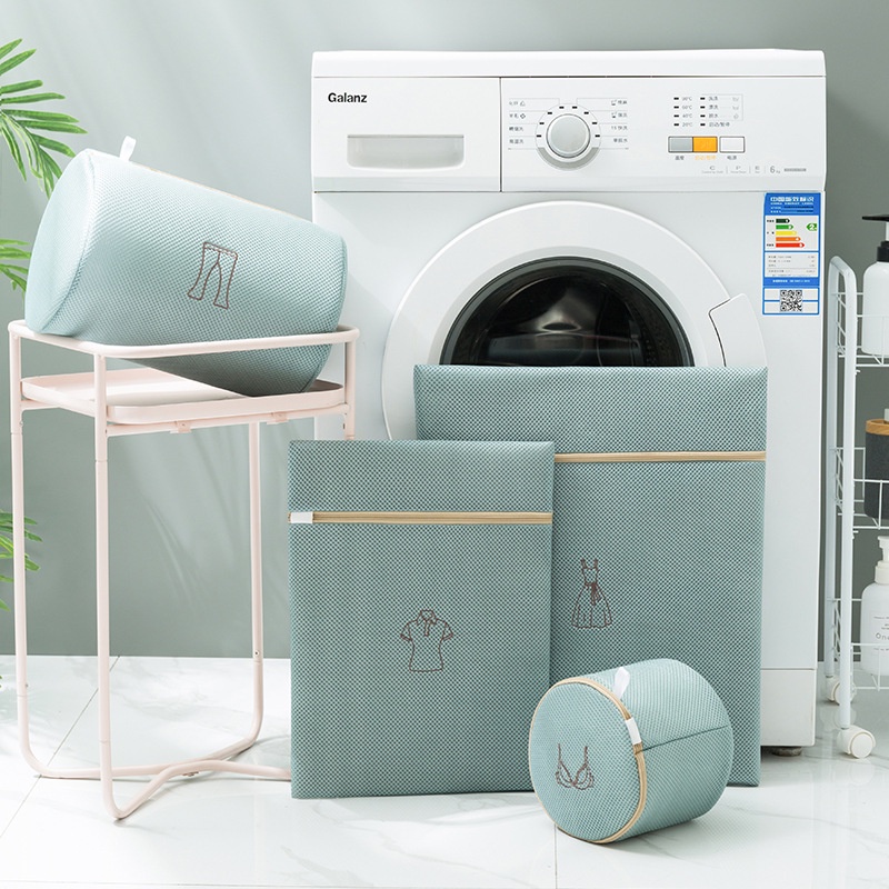 Túi giặt quần áo đồ lót máy giặt chất liệu lưới 3 lớp có khóa hình thêu phân loại tiện lợi nhiều màu