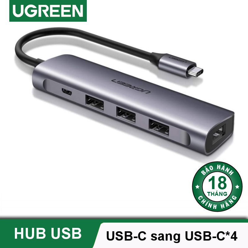 Bộ chia USB 1 ra 4 cổng USB 3.0 Cao Cấp Ugreen 50985 CM129 (có cổng trợ nguồn Micro usb)