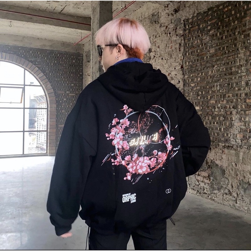 Áo khoác hoodie đi chơi đi học có nón hoa anh đào