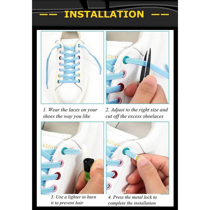 Dây Giày Thể Thao Co Giãn Dành Cho Mọi Loại Giày Thể Thao Trên Và Off Trong 1 Giây Không Cần Buộc Dây