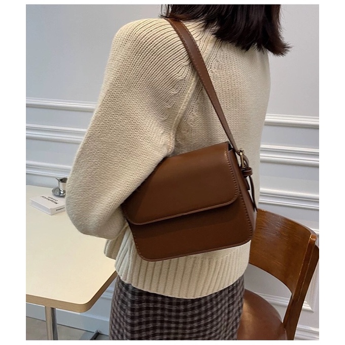 Túi Xách Nữ Đeo Chéo Da Trơn Basic Hàn Quốc TG050