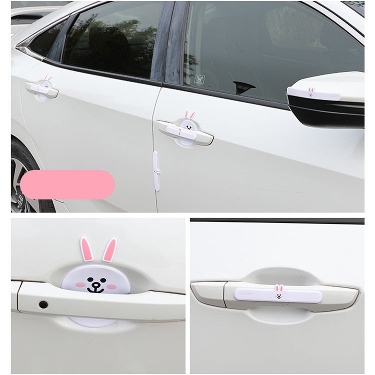 Miếng Dán Trang Trí Tay Nắm Cửa Xe Hơi Chống Va Chạm Chống Trầy Xước Họa Tiết Hoạt Hình Dễ Thương