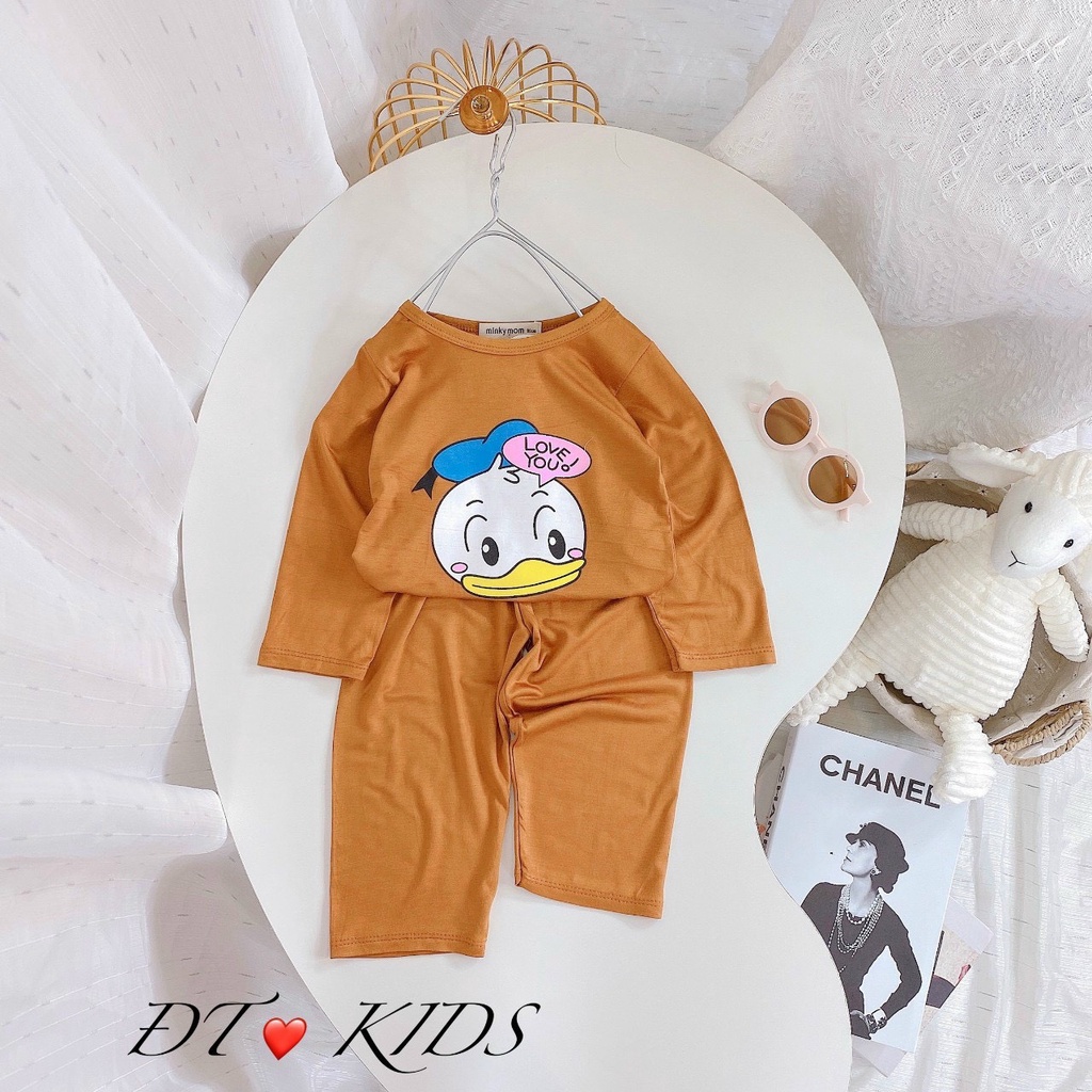 [SALE] Bộ Quần Áo Bé Gái, Bé Trai Minky Mom Vải Thun Lạnh 7 Màu Hoạt Hình, Bộ Dài Tay Cho Bé Mặc Nhà Thu Đông MKMTD2147